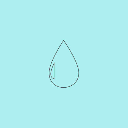 Water drop. Simple outline flat vector icon isolated on blue backgroundのイラスト素材