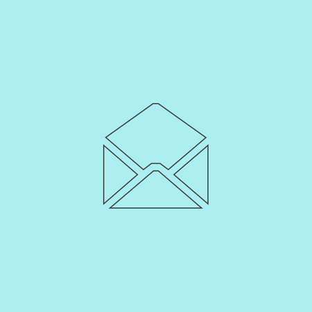 Envelope Mail. Simple outline flat vector icon isolated on blue backgroundのイラスト素材