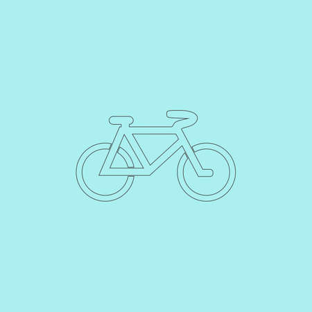 Mountain bike. Simple outline flat vector icon isolated on blue backgroundのイラスト素材