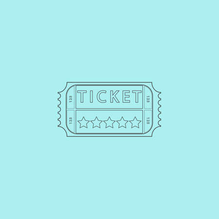 Vintage Ticket. Simple outline flat vector icon isolated on blue backgroundのイラスト素材