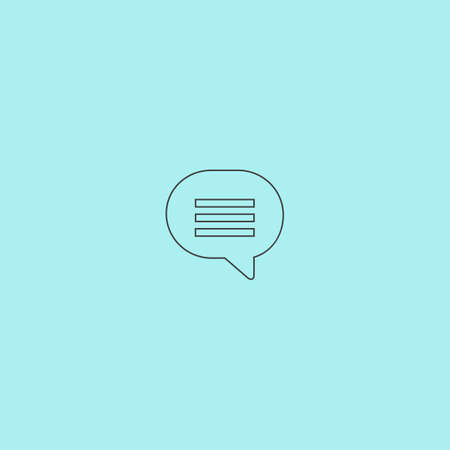 Speech bubble. Simple outline flat vector icon isolated on blue background