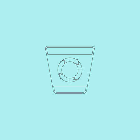 Recycle bin. Simple outline flat vector icon isolated on blue backgroundのイラスト素材