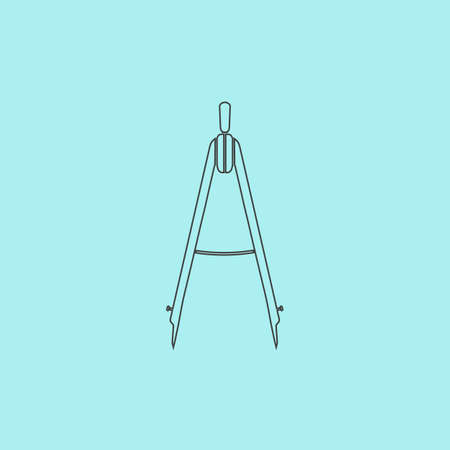 Compass engineering. Simple outline flat vector icon isolated on blue backgroundのイラスト素材