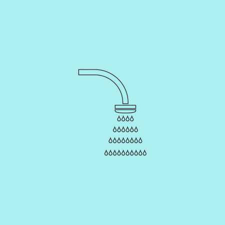 Shower. Simple outline flat vector icon isolated on blue backgroundのイラスト素材