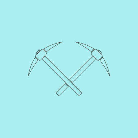 Crossed powered icebreaker. Simple outline flat vector icon isolated on blue backgroundのイラスト素材