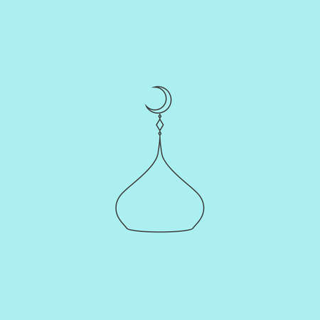Mosque dome. Simple outline flat vector icon isolated on blue backgroundのイラスト素材