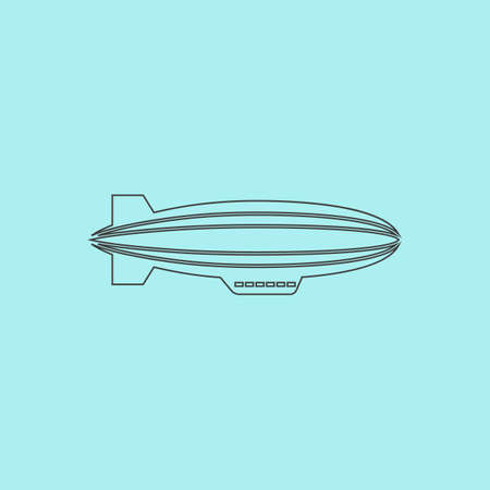 Airship. Simple outline flat vector icon isolated on blue backgroundの写真素材