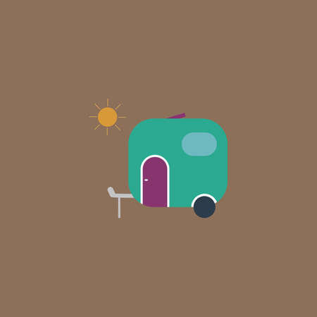 Travel trailer. Colorful vector icon. Simple retro color modern illustration pictogram.のイラスト素材