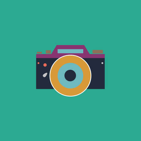 Digital photo camera Colorful vector icon. Simple retro color modern illustration pictogram.のイラスト素材