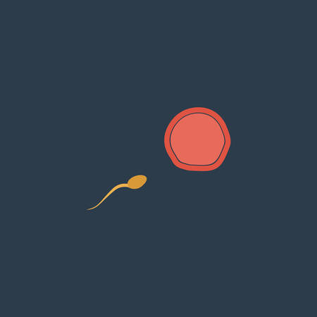Egg and spermatozoon. Colorful vector icon. Simple retro color modern illustration pictogram. Collection concept symbol for infographic project and logoのイラスト素材