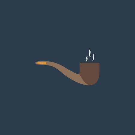 Smoky tobacco pipe. Colorful vector icon. Simple retro color modern illustration pictogram. Collection concept symbol for infographic project and logoのイラスト素材