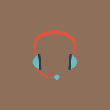 Support headset. Colorful vector icon. Simple retro color modern illustration pictogram.の写真素材