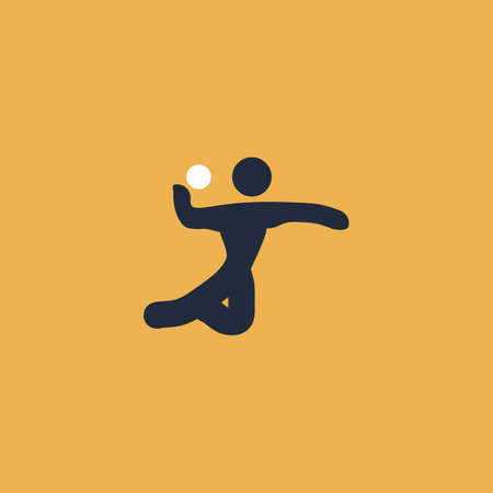 Volleyball player serving the ball. Colorful vector icon. Simple retro color modern illustration pictogram. Collection concept symbol for infographic projectのイラスト素材