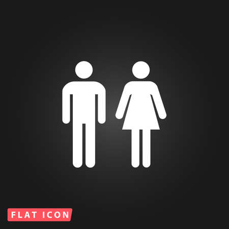 Man and woman - toilet, restroom. White flat simple vector icon on black backgroundのイラスト素材