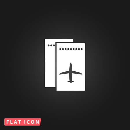 Airline ticket. White flat simple vector icon on black backgroundのイラスト素材