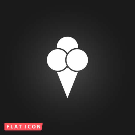 Ice cream. White flat simple vector icon on black backgroundのイラスト素材