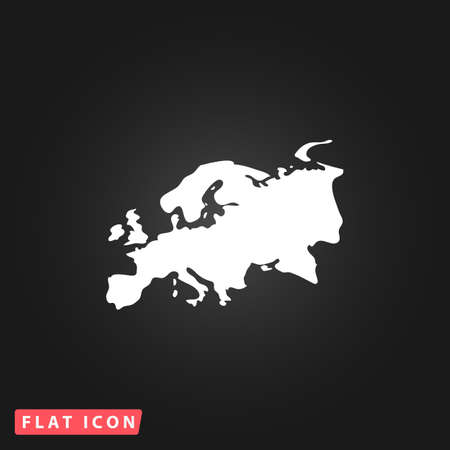 Eurasia map. White flat simple vector icon on black backgroundのイラスト素材