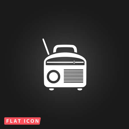 Radio. White flat simple vector icon on black backgroundのイラスト素材