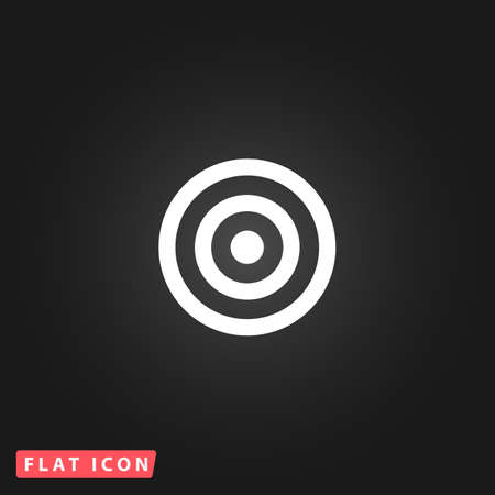 Target. White flat simple vector icon on black backgroundのイラスト素材