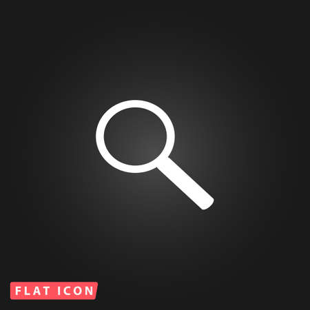 Search. White flat simple vector icon on black backgroundのイラスト素材
