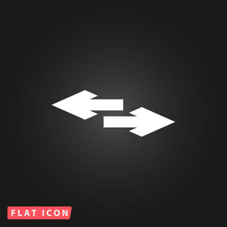 Two side arrow. White flat simple vector icon on black backgroundのイラスト素材