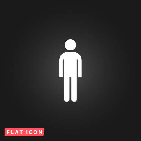 Simple Man. White flat simple vector icon on black backgroundのイラスト素材