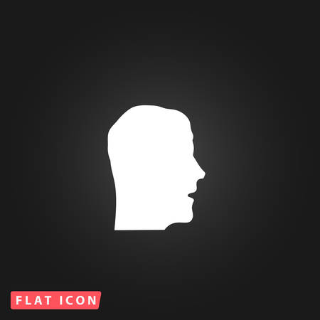 Face. White flat simple vector icon on black backgroundのイラスト素材