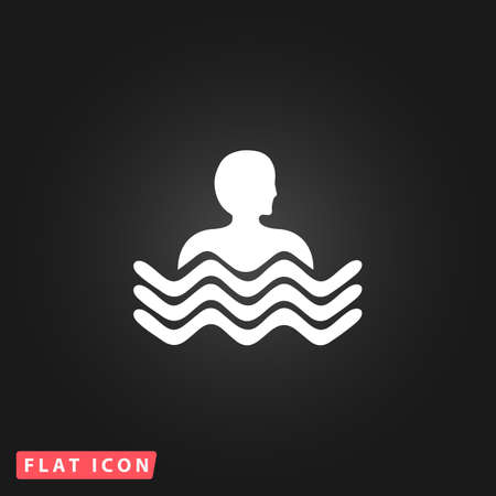 Swimming pool. White flat simple vector icon on black backgroundのイラスト素材
