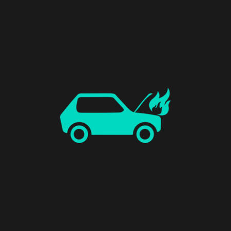 Car fired. Flat simple modern illustration pictogram. Collection concept symbol for infographic projectのイラスト素材
