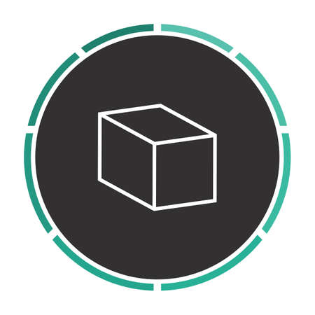 cube Simple flat white vector pictogram on black circle. Illustration iconのイラスト素材