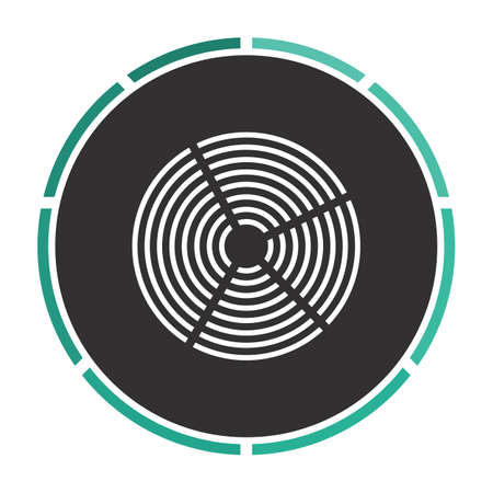 Diagram Simple flat white vector pictogram on black circle. Illustration iconのイラスト素材