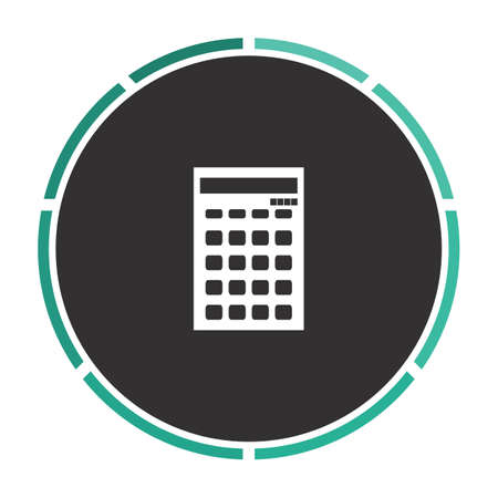 Calculator Simple flat white vector pictogram on black circle. Illustration iconのイラスト素材