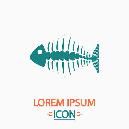 Fishbone Flat icon on white background. Simple vector illustrationのイラスト素材