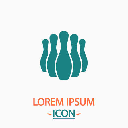 Ninepins Flat icon on white background. Simple vector illustrationのイラスト素材