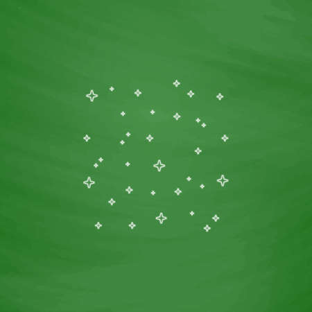 stars Outline vector icon. Imitation draw with white chalk on green chalkboard. Flat Pictogram and School board background. Illustration symbolのイラスト素材