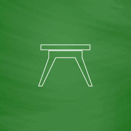Camping table Outline vector icon. Imitation draw with white chalk on green chalkboard. Flat Pictogram and School board background. Illustration symbolのイラスト素材