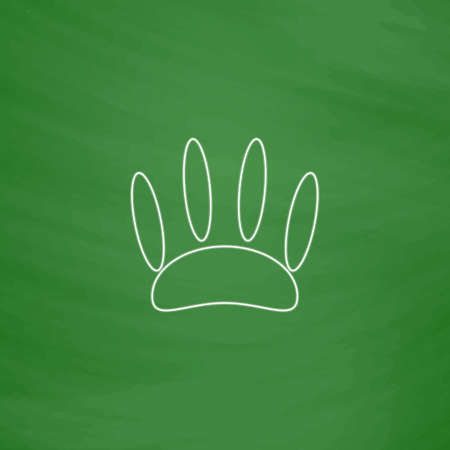 Animals footprints Outline vector icon. Imitation draw with white chalk on green chalkboard. Flat Pictogram and School board background. Illustration symbolのイラスト素材