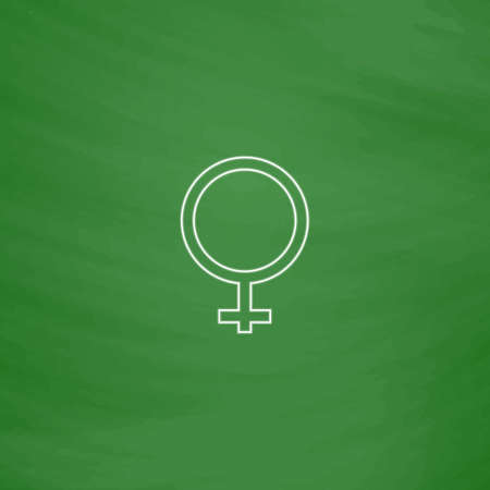 woman sex Outline vector icon. Imitation draw with white chalk on green chalkboard. Flat Pictogram and School board background. Illustration symbolのイラスト素材