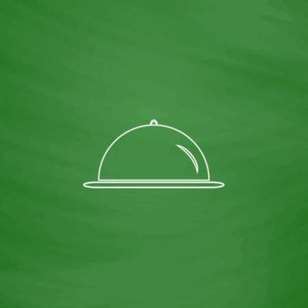 cloche Outline vector icon. Imitation draw with white chalk on green chalkboard. Flat Pictogram and School board background. Illustration symbolのイラスト素材