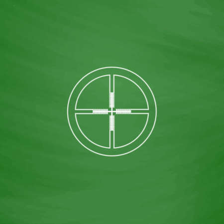 Crosshair Outline vector icon. Imitation draw with white chalk on green chalkboard. Flat Pictogram and School board background. Illustration symbolのイラスト素材