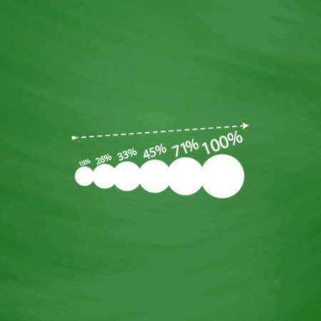 Graphics growth. Flat Icon. Imitation draw with white chalk on green chalkboard. Flat Pictogram and...