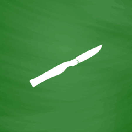 Scalpel cut. Flat Icon. Imitation draw with white chalk on green chalkboard. Flat Pictogram and School board background. Vector illustration symbolのイラスト素材