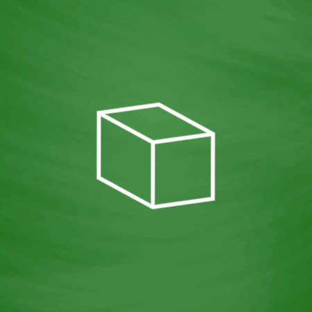 Cubes. Flat Icon. Imitation draw with white chalk on green chalkboard. Flat Pictogram and School board background. Vector illustration symbolのイラスト素材