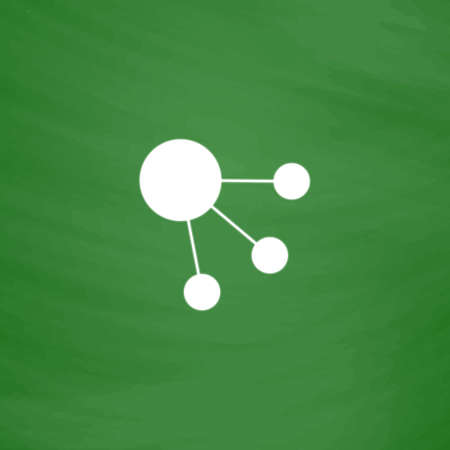 Old satellite. Flat Icon. Imitation draw with white chalk on green chalkboard. Flat Pictogram and...