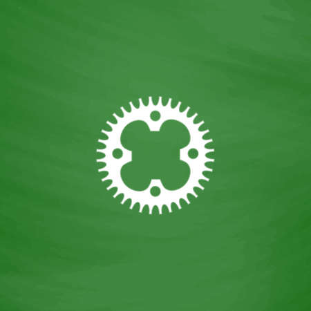Bicycle sprocket. Flat Icon. Imitation draw with white chalk on green chalkboard. Flat Pictogram and School board background. Vector illustration symbolのイラスト素材
