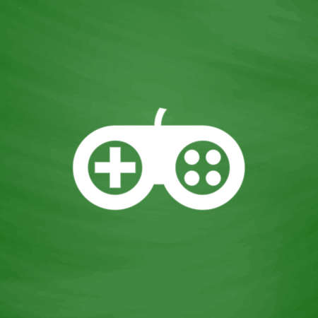 Joystick. Flat Icon. Imitation draw with white chalk on green chalkboard. Flat Pictogram and School...