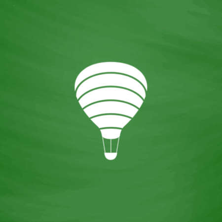 Sky balloon. Flat Icon. Imitation draw with white chalk on green chalkboard. Flat Pictogram and School board background. Vector illustration symbolのイラスト素材