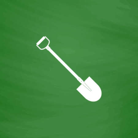 Shovel. Flat Icon. Imitation draw with white chalk on green chalkboard. Flat Pictogram and School board background. Vector illustration symbolのイラスト素材