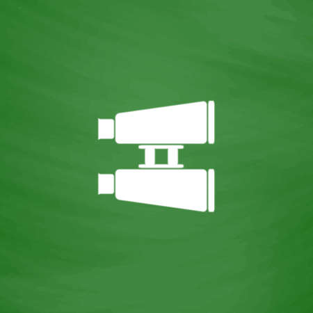 Binocular. Flat Icon. Imitation draw with white chalk on green chalkboard. Flat Pictogram and School board background. Vector illustration symbolのイラスト素材