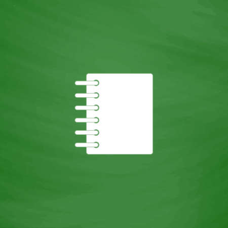 Ring binder calendar notepad. Flat Icon. Imitation draw with white chalk on green chalkboard. Flat Pictogram and School board background. Vector illustration symbolのイラスト素材